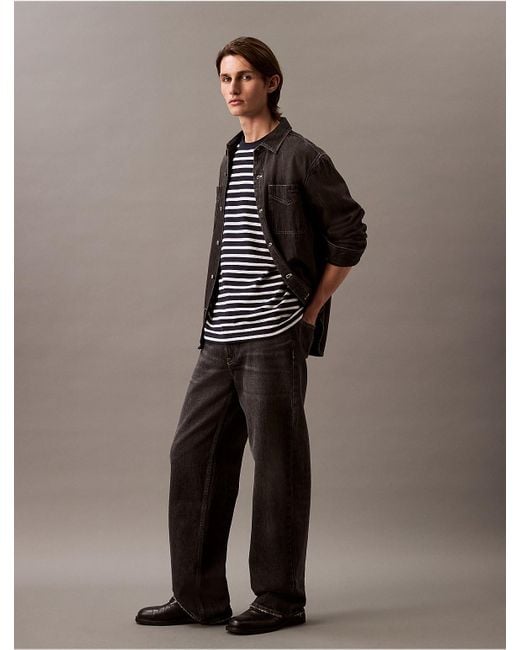 Calvin Klein Multicolor Calvin Klein Bold Stripe Jersey Relaxed Tee for men