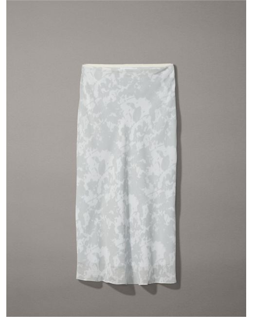Calvin Klein Brown Chiffon Botanic Print Midi Skirt