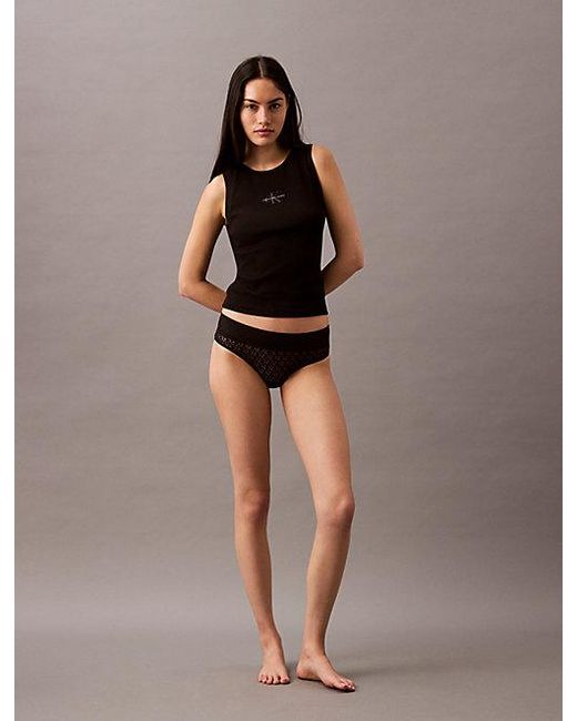 Calvin Klein Brown Brazilian Briefs Icon Logo Lace