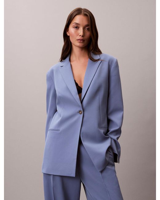 Calvin Klein Blue Soft Crepe Blazer
