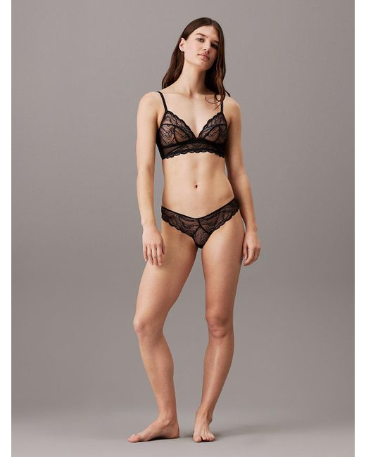 Slip Brésilien En Dentelle Transparente Calvin Klein en coloris Black