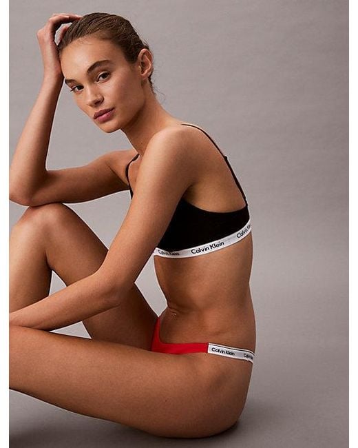 Calvin Klein Red Dipped String Thong Icon Logo