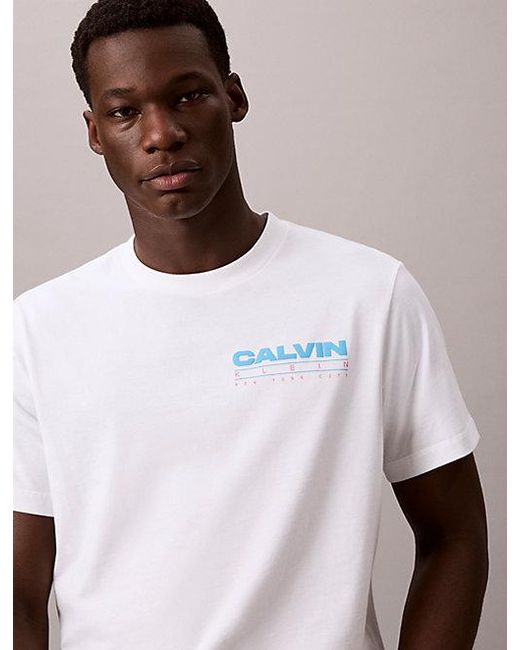 Calvin Klein White Jeans Relaxed Back Logo T-Shirt for men