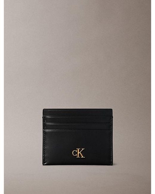 Calvin Klein Black Leather Rfid Monogram Cardholder