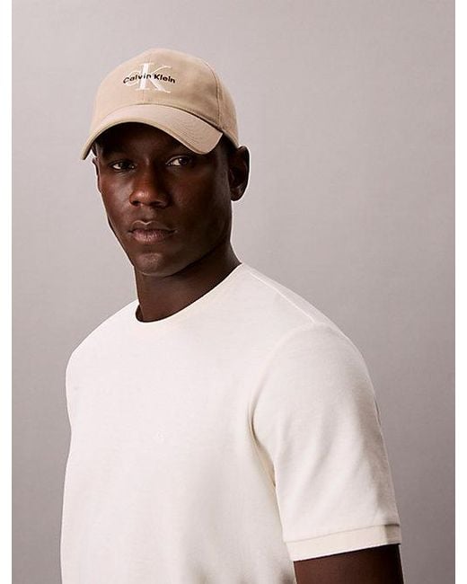 Calvin Klein Natural Embroidered Monogram Logo Twill Cap for men