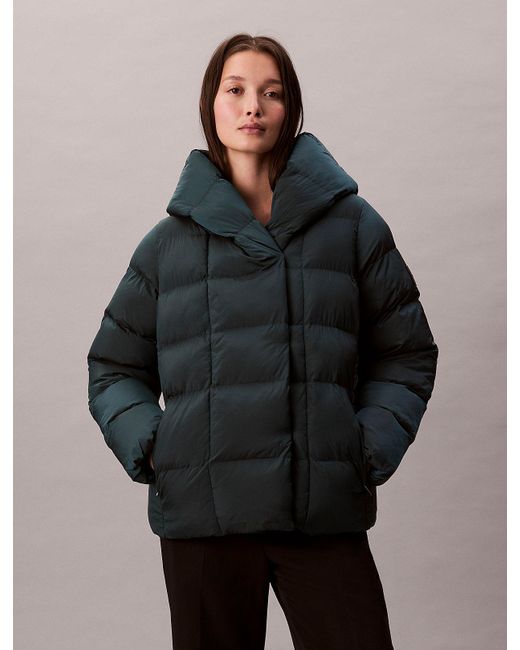Calvin Klein Black Shine Wrap Puffer Jacket