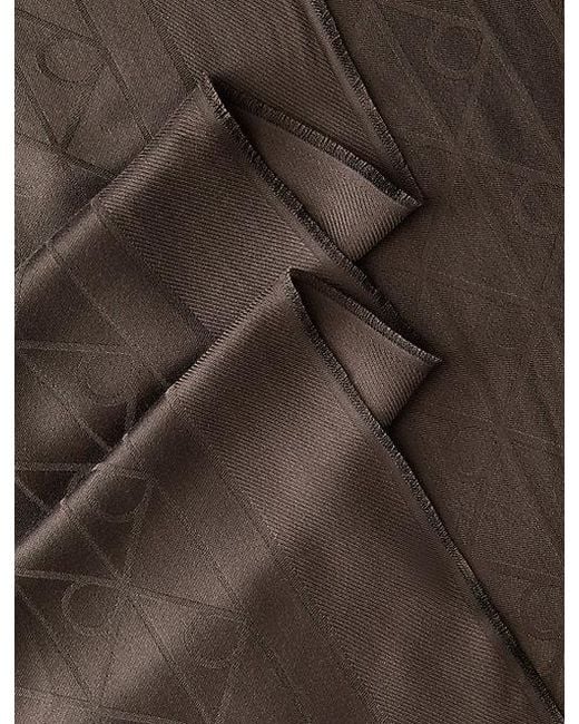 Calvin Klein Brown Satin Jacquard Logo Scarf