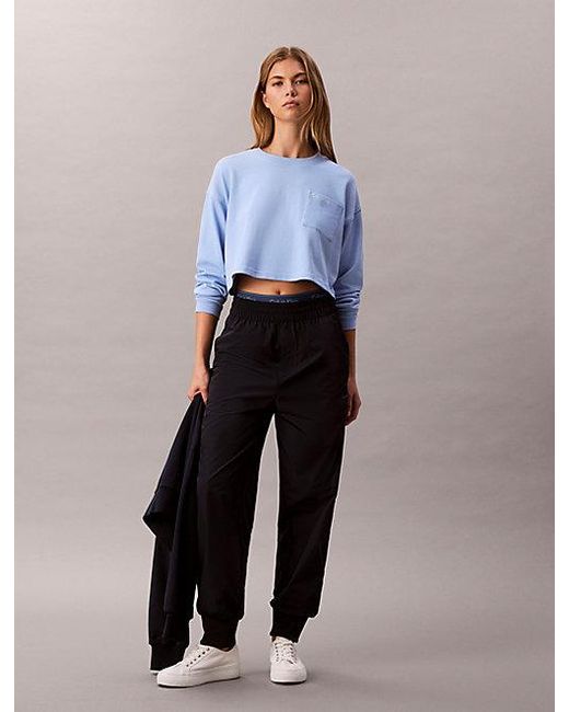 Calvin Klein White Cropped Pyjama Top Logo Cotton Jersey