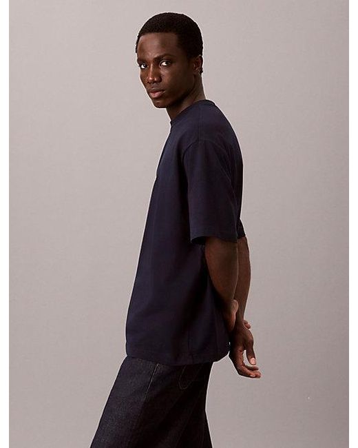Calvin Klein Blue Relaxed Heavy Jersey Logo T-Shirt for men