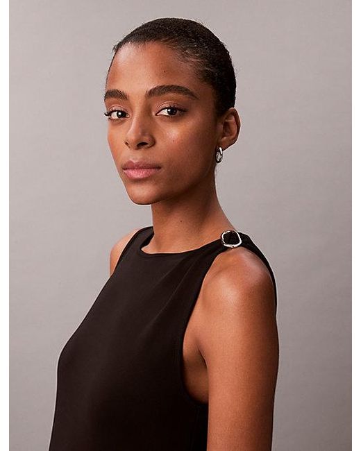 Calvin Klein Brown Refined Jersey Hardware Sleeveless Dress