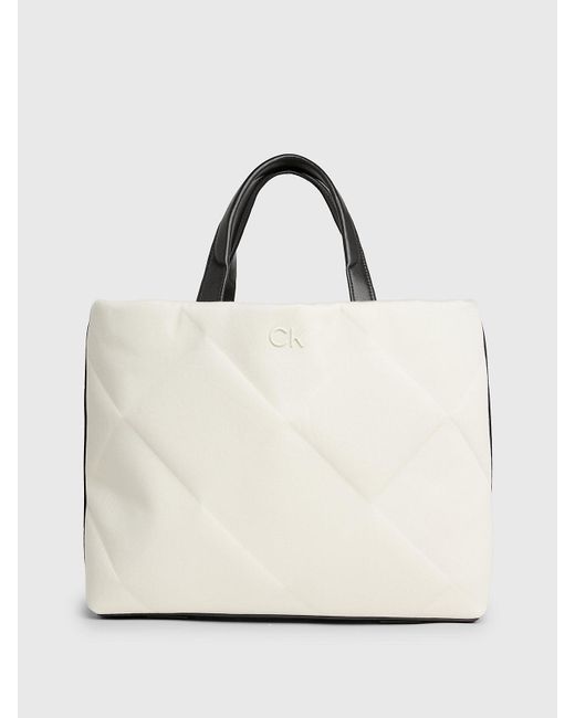 Calvin Klein Natural Quilted Canvas Tote Bag