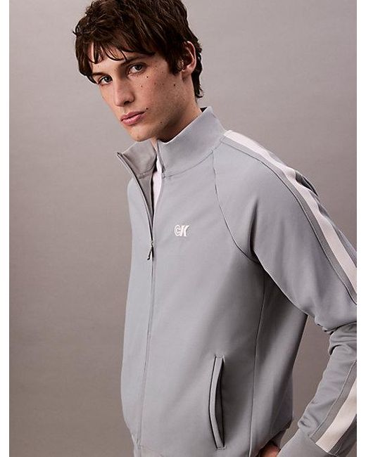 Calvin Klein Stretch Keperstof Track Jacket in het Gray voor heren
