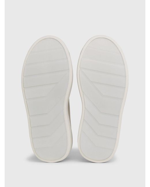 Calvin Klein Natural Leather Platform Slip-on Shoes