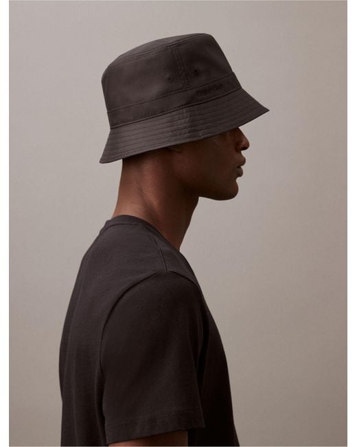 Calvin Klein Gray Satin Classic Bucket Hat for men