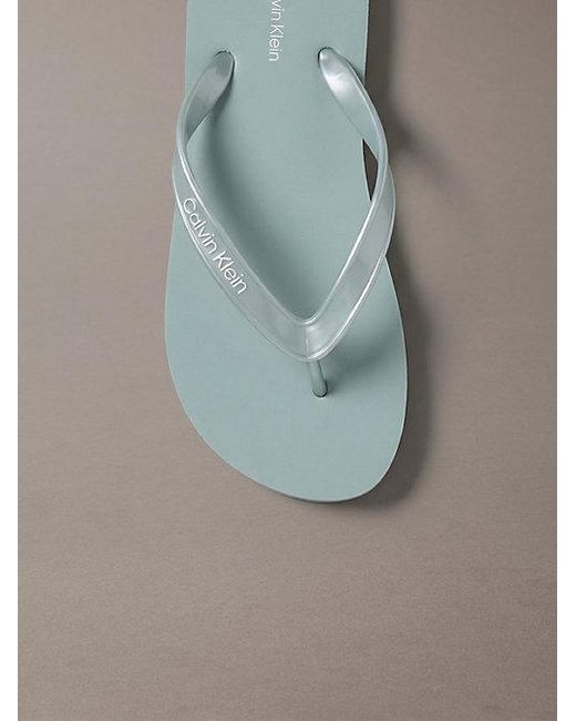 Calvin Klein Gray Arwa Metallic Pearlised Flip Flops