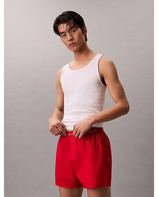 Calvin Klein Red Slim Woven Cotton Boxers Lunar New Year for men