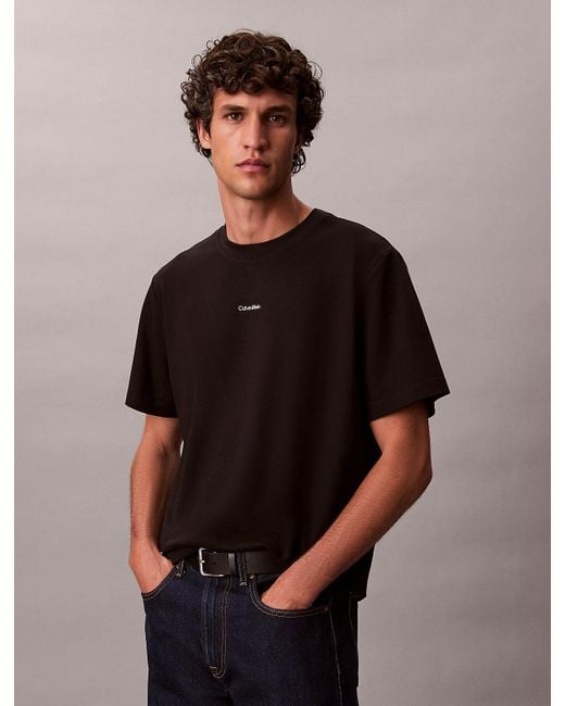 T-Shirt Relaxed En Piqué De Coton Calvin Klein pour homme en coloris Black