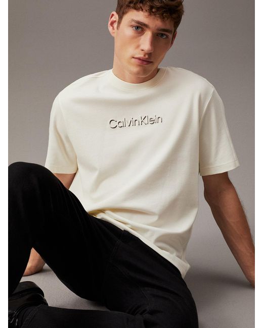 T-shirt avec logo Calvin Klein pour homme en coloris Gray