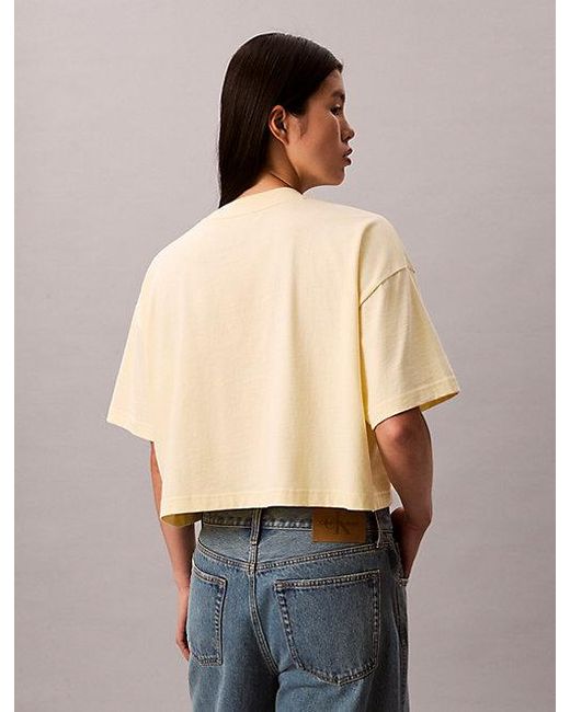 Calvin Klein Blue Jeans Cropped Varsity Logo T-Shirt