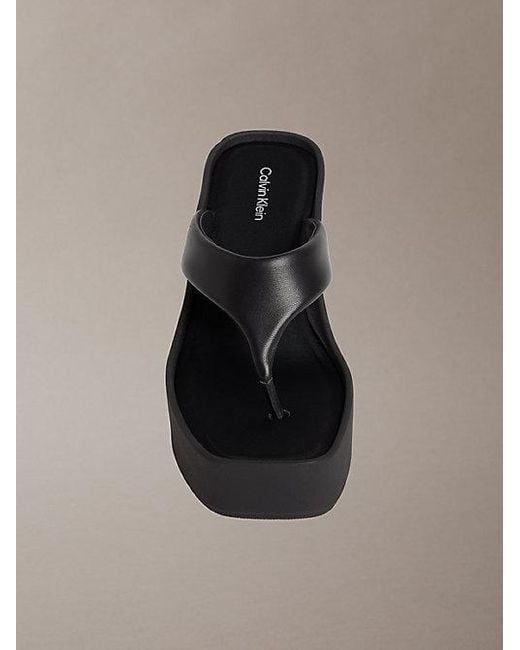 Calvin Klein Multicolor Melia Leather Platform Wedge Sandals