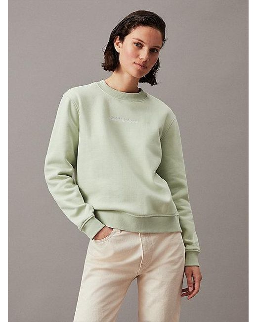 Calvin Klein Green Fleece-Sweatshirt aus Baumwoll-Mix