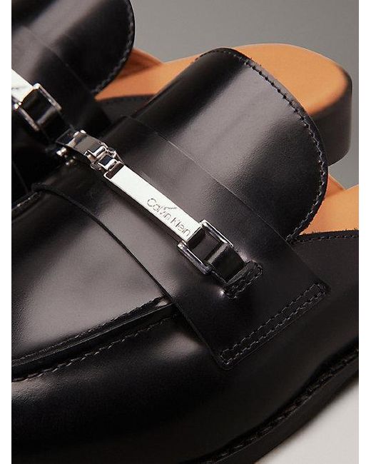 Calvin Klein Gray Leder-Mules