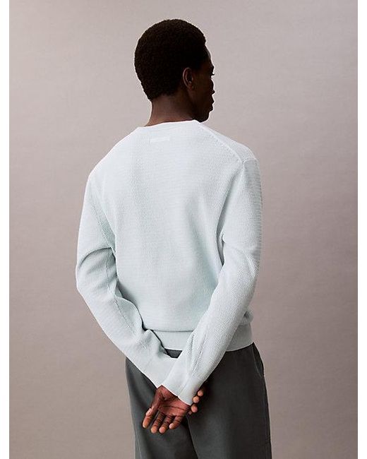 Calvin Klein Strukturierter Rundhalspullover Aus Baumwolle in Gray für Herren
