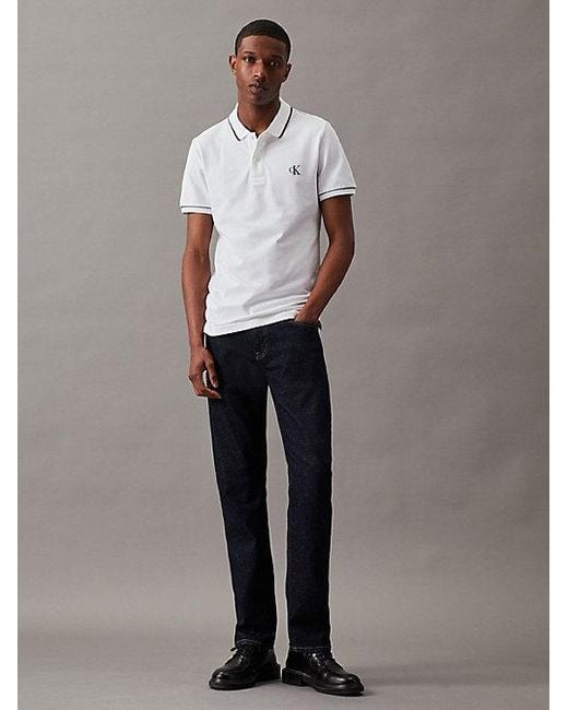 Calvin Klein White Slim Polo Shirt for men