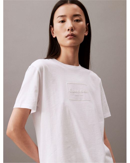 Calvin Klein White Tonal Box Logo T-shirt