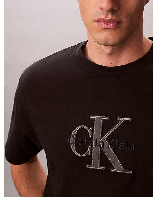Calvin Klein Black Jeans Relaxed Logo Appliqué T-Shirt for men