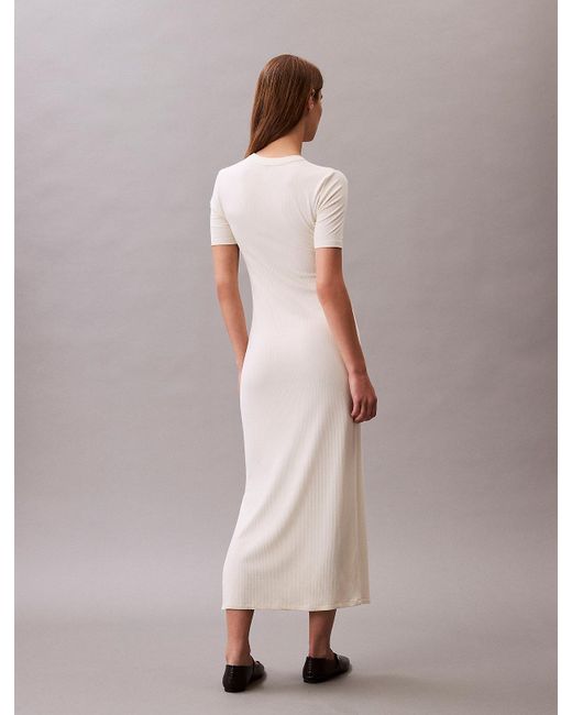 Calvin Klein Natural Modal Stretch Rib Midi Dress