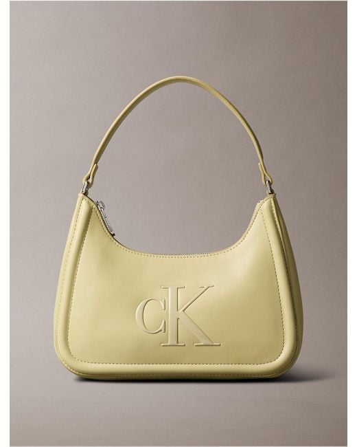 Calvin Klein Natural Embossed Monogram Logo Shoulder Bag