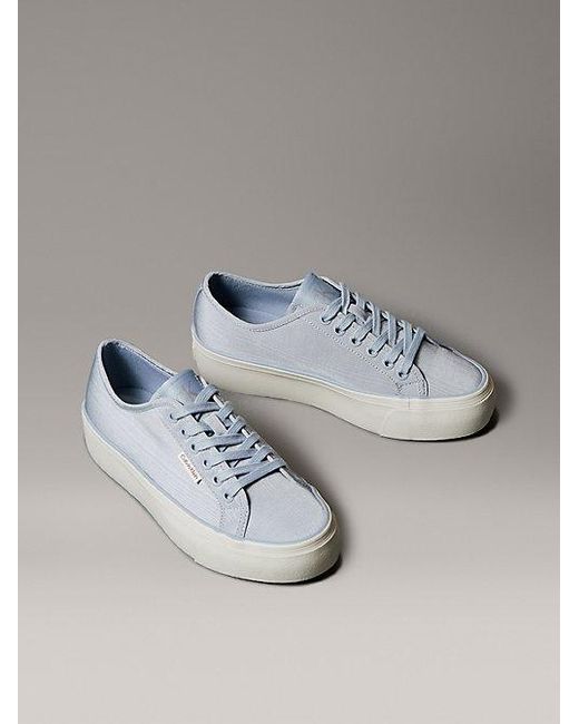 Calvin Klein Gray Jeans Moiré Comfort Platform Trainers