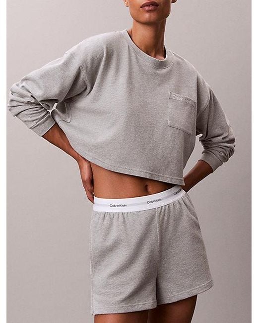 Calvin Klein Gray Cotton Jersey Lounge Shorts