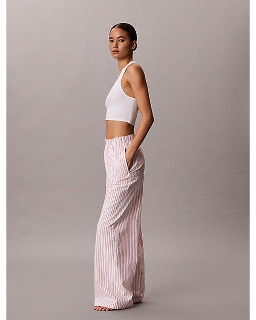 Calvin Klein Pyjamabroek Van Poplinkatoen in het Pink