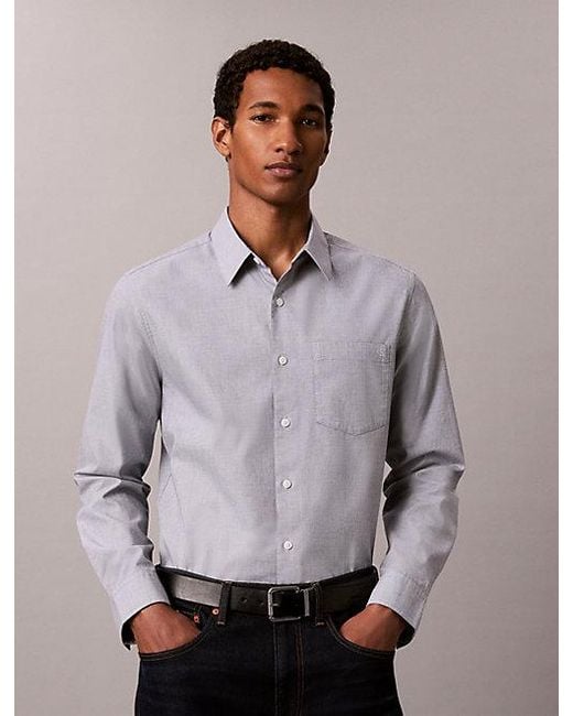 Calvin Klein Gray Oxford Button Down Shirt for men