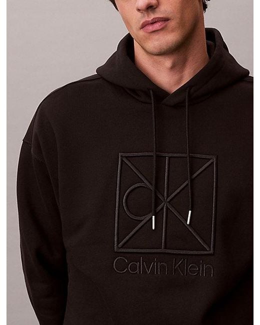 Calvin Klein Black Heavy Jersey Logo Hoodie for men
