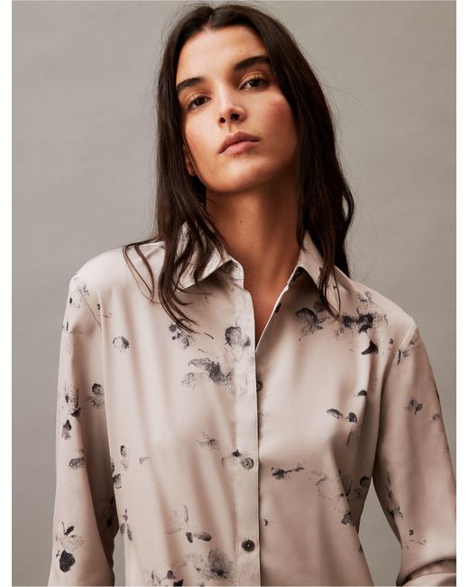 Calvin Klein Brown Printed Blossom Shirt Dress