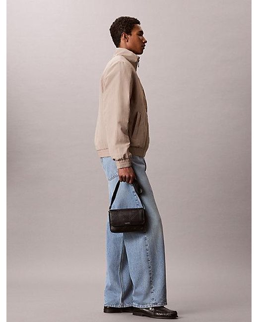Calvin Klein Gray Embossed Emblem Logo Messenger Bag for men