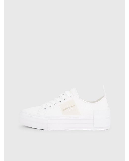 Calvin Klein White Recycled Canvas Platform Trainers