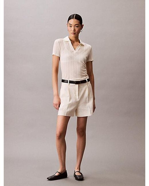 Calvin Klein Pointelle-Gebreide Polo in het Natural