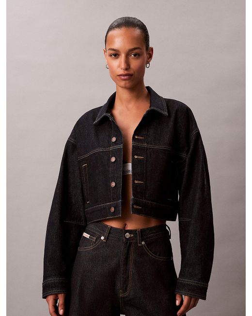 Calvin Klein Black Cropped Denim Jacket
