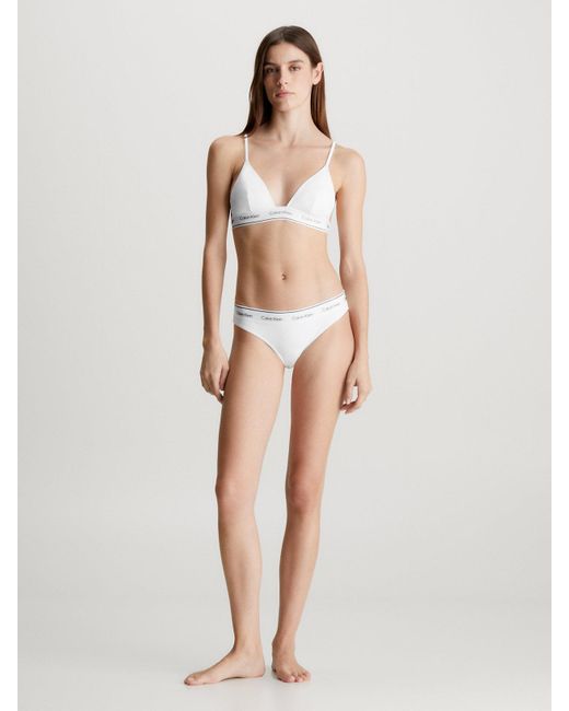 Calvin Klein White Triangle Bikini Top - Ck Meta Legacy