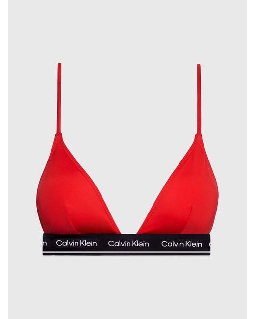 Calvin Klein Red Triangle Bikini Top - Ck Meta Legacy