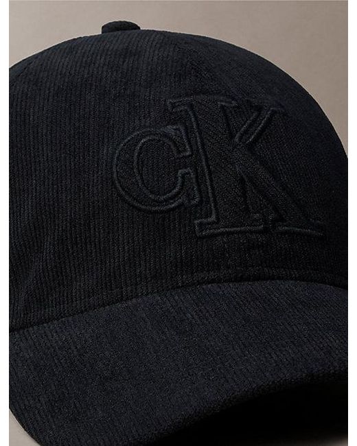 Calvin Klein Blue Corduroy Logo Embroidery Cap for men