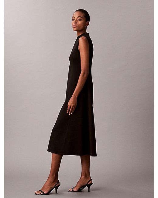 Calvin Klein Black Smooth Stretch Fit And Flare Sleeveless Dress
