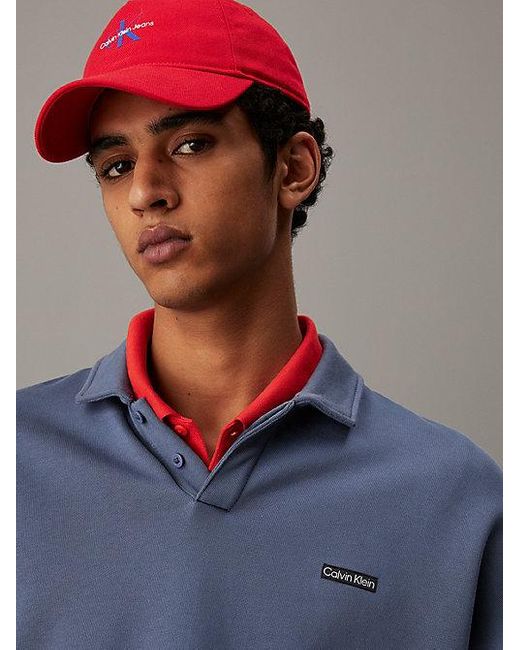 Calvin Klein Blue Jeans Cotton Terry Polo Sweatshirt for men