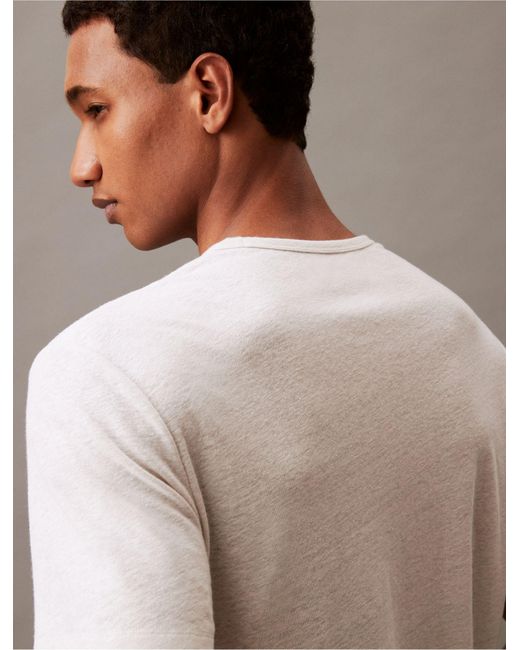 Calvin Klein Brown Linen Blend Jersey Crewneck T-shirt for men