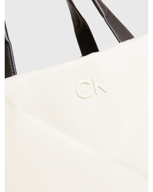 Calvin Klein Natural Quilted Canvas Tote Bag