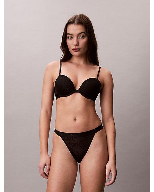 Calvin Klein White Thong Microfibre Lace